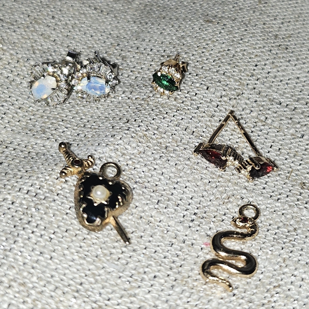 Regal Rose Stud Earrings And Charms Bundle